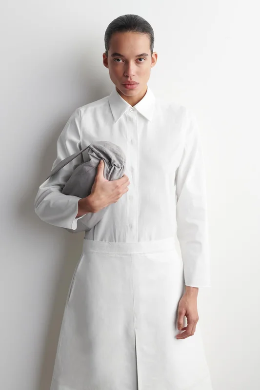 COS Women's Rounded Cotton Silk Shirt in White