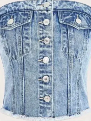 Ljusblå denim bustier topp