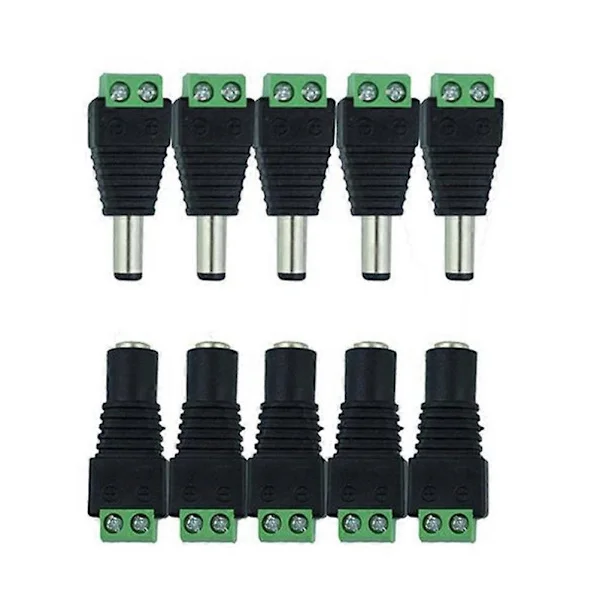 5 st Strömadapter 12v Kontakter Kabel Jack Adapter 12v Hona Kontakt Anslutningsplugg Strömjack