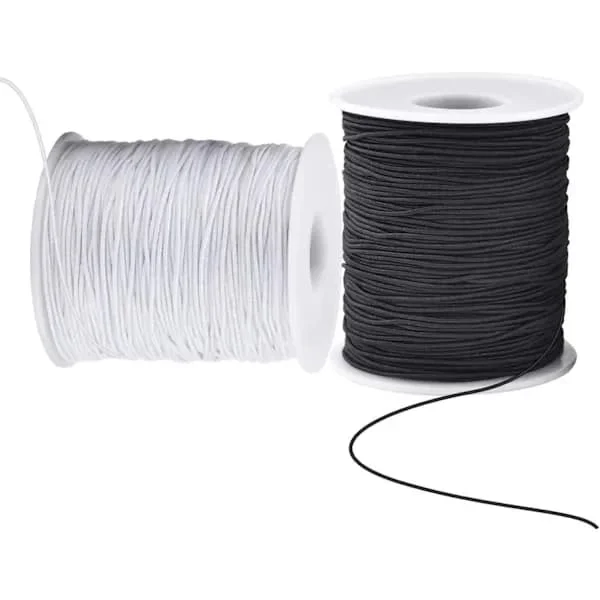 Elastic Thread for Bracelets, 2 Rolls 1mm 100 Meters Sturdy Bracelet Cord, Stretchy Elastic Thread for Jewelry Making, Necklaces, Beading