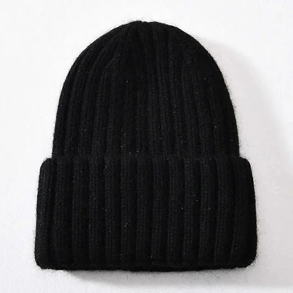 Vinter Silke Satin Foret Hue Huer Kvinder Mænd Unisex Tyk Chunky Hue Stribet Varm Blød Cashmere Strikket Hue