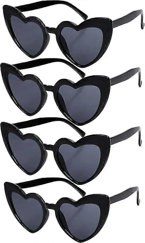 4-pack Vintage Hjärtformade Solglasögon Svarta Solglasögon För Kvinnor Cat Eye Dam Mode Retro Glasögon, Hjärtformade Solglasögon