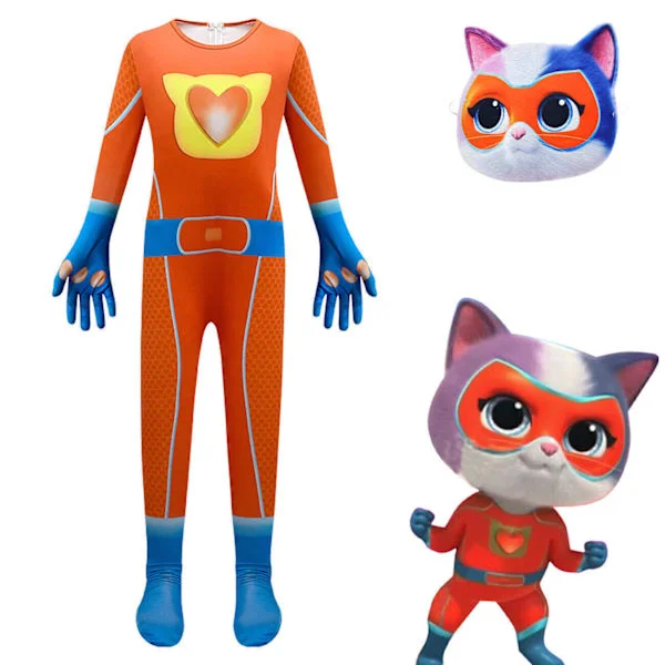 Barn Nya SuperKittens Katt Cosplay Pojkar Flickor Maskeradfestdräkt Ny *0* Orange Jumpsuit+Mask[TB] Orange Jumpsuit+Mask