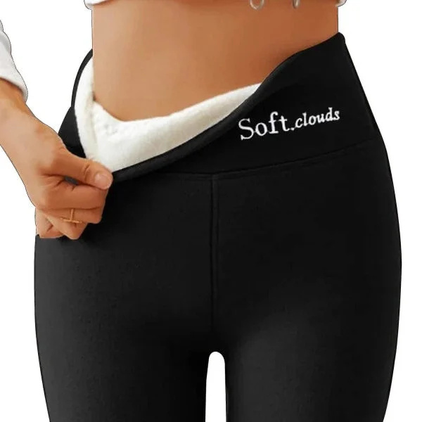 Dam Vinter Sherpa Fleecefodrade Leggings Termiska Varma Byxor Stretchy Tjock Mjuk Mörkgrå 3XL