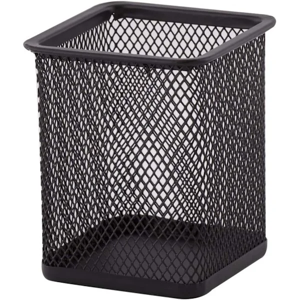 Square Metal Pen Holder | Metal Wire Pen Holder Cube | Multifunctional Mesh Cup for Ballpoint Pen Black