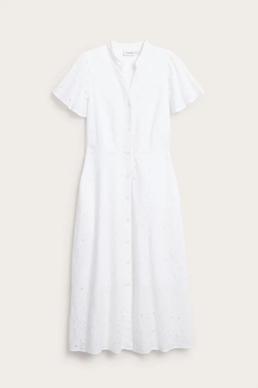Kappahl | Midiklänning med broderie anglaise Vit S | Dam