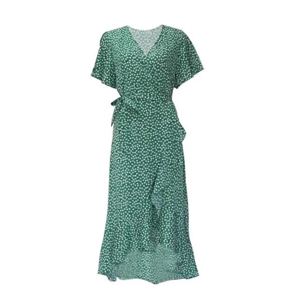 Lang Kjole, Strand Maxi Kjole, Polyester Kjole, Dame Party Kjole Kappe for Strand