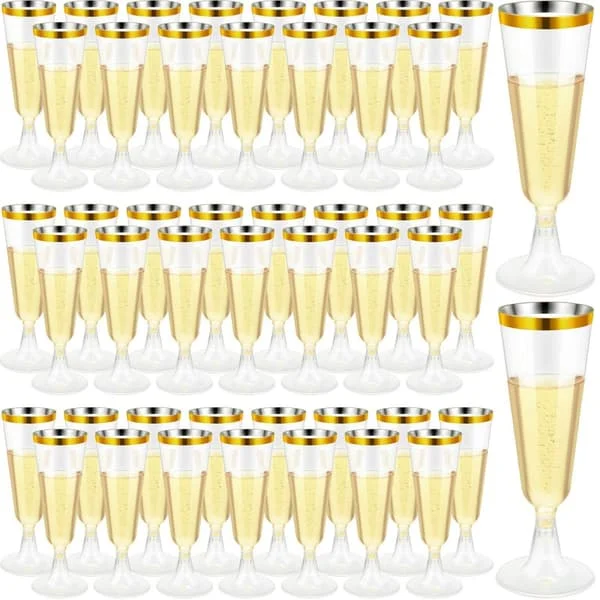 (SC) 50-pakning Champagneglass i plast, 15 cl engangs champagneglass til bryllupsfest, plastkopper til feiring