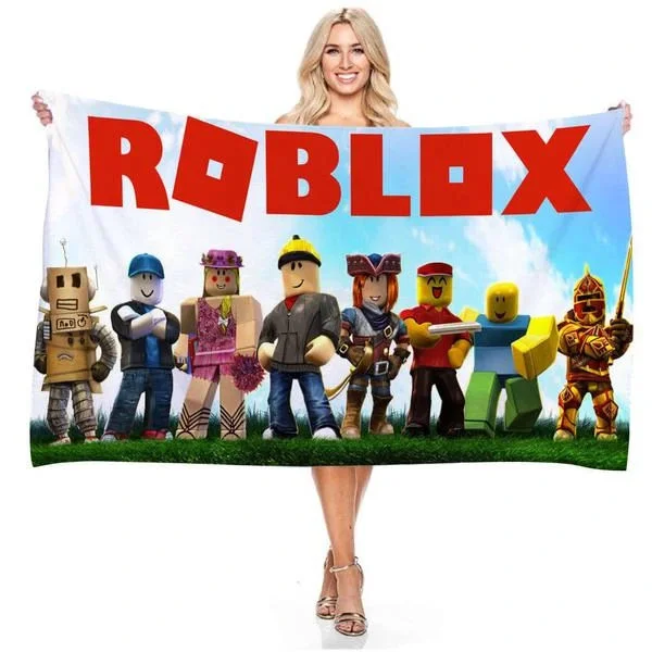 Roblox Virtual World Strandhåndkle | Stort Mikrofiberhåndkle 75x150cm for Barn og Voksne, Hurtigtørkende Sandfritt Reisehåndkle