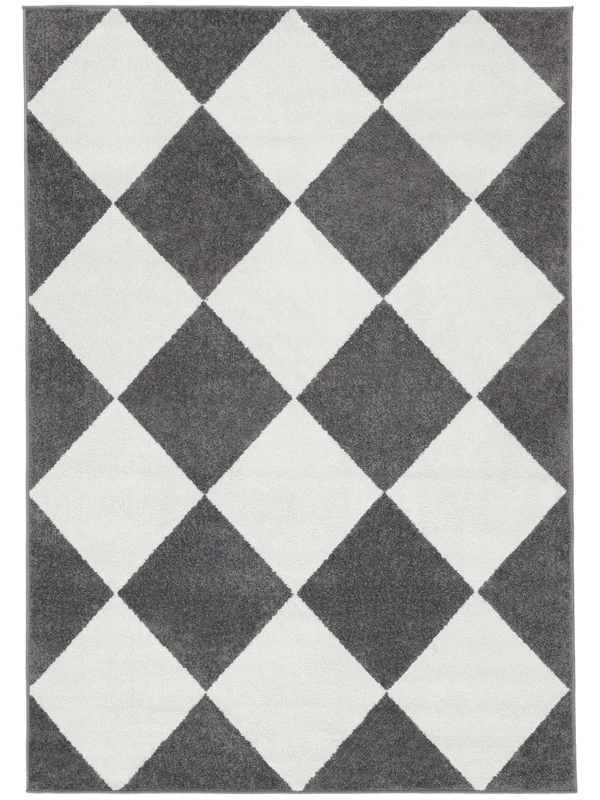 Geometric Washable Puzzle Rug - White/Grey 160X230 Modern Style