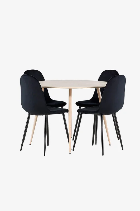 Venture Home - Plaza-ruokapöytä ja Polar-ruokapöydän tuoli - Musta - Ruokailuryhmä 4 hengelle - - Homeroom