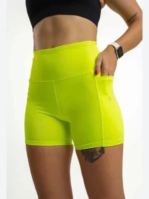 Neongula träningstights-shorts