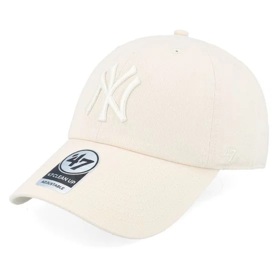 47 Brand - MLB Beige unconstructed Cap - New York Yankees MLB Clean Up Cap Natural Dad Cap @ Hatstore