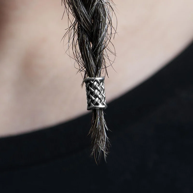Anillo para barba con nudo vikingo para hombres - Anillos y cuentas para barba