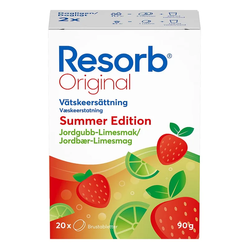 Resorb Original 20 stk Jordbær-Lime, Sport & Velvære, Protein & Energi, Elektrolytter