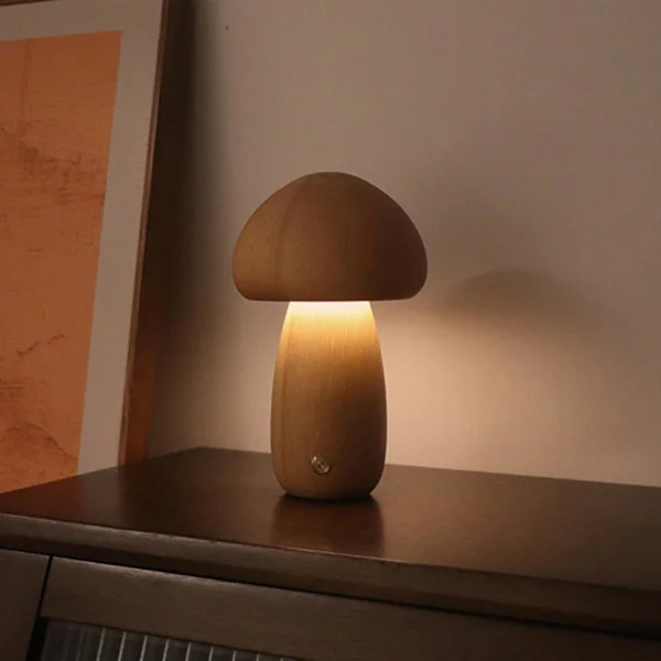 Svamp Lampe Oppladbar Bærbar Nattlampe - Tre Lampe Soveromslampe Sengelampe Beige