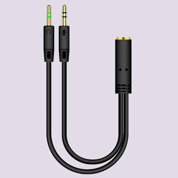 Splitter Hörlurar för Dator 3,5 mm Hona till 2 Hane Hörlurar Mikrofon Ljud Y Splitter Kabel