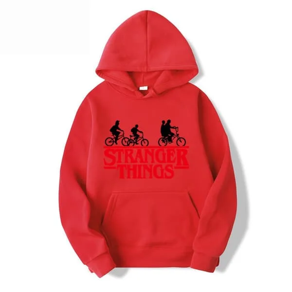 Stranger Things Printed Pullover Hoodie with Fleece Jacket - Red - Size XL Red Red Red