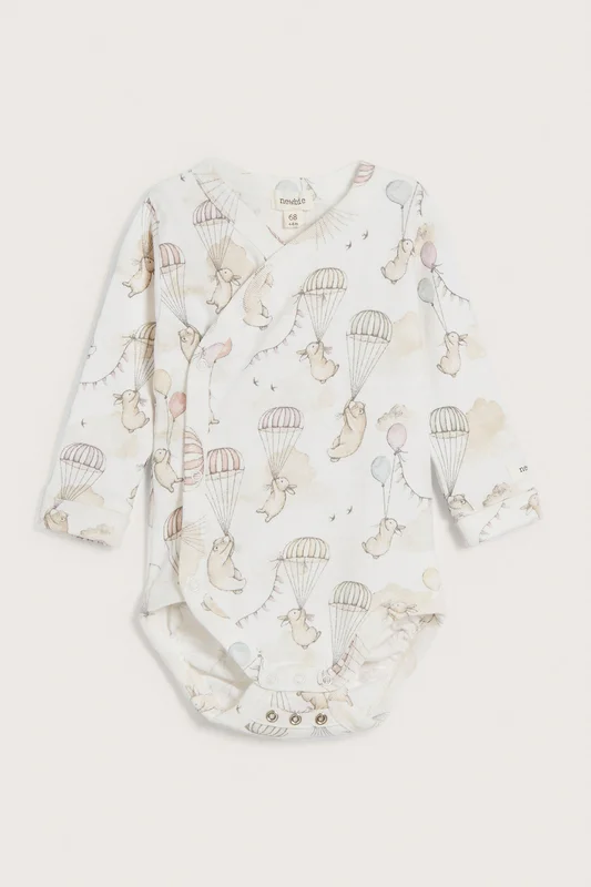 Newbie | Mønstret omslagsbody baby Offwhite 74 | Baby