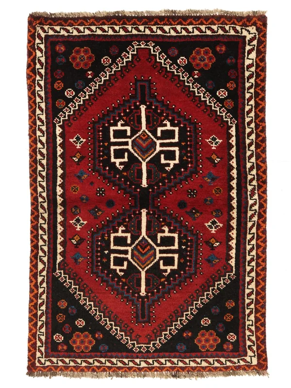 Hand Knotted Oriental Qashqai Rug 81X120 Black/Dark Red