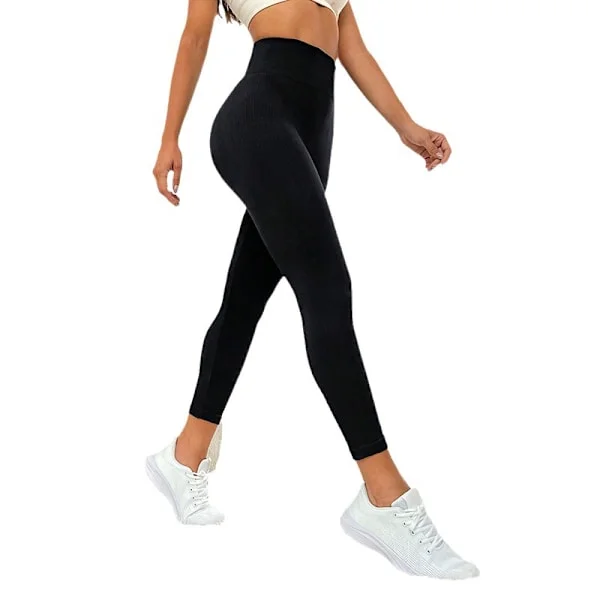1-pack Leggings Bekväma Andningsbara Push-up Träning Fitnesskläder Dam Leggings Hög Elastisk Squat Yoga Byxor (L)