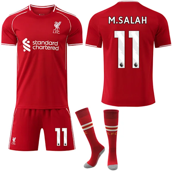 25-26 Liverpool Hemma NO.11 M.SALAH Tröjor Barn Vuxen Fotbollsset med Strumpor NO.11