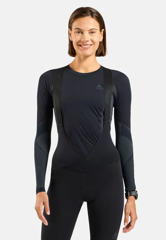 Odlo Zeroweight Windproof Warm Base Layer Shirt für Damen, XS, schwarz