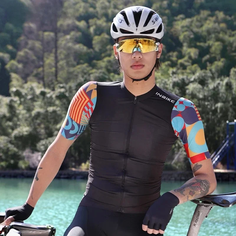 AliExpress - INBIKE 2024 Sommer-Radtrikot für Herren, kurzärmelig, schnell trocknend, Herren-Fahrrad-Shirts mit 3 Taschen, durchgehender 