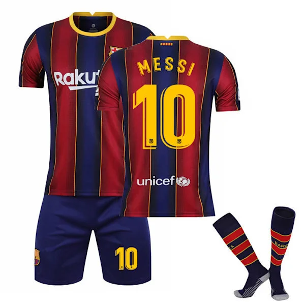 2020-2021 Barcelona Home Jersey No. 10 Messi Football Jersey Kids Boys Shirt Shorts With Socks #22 #22