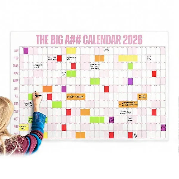 The Great Calendar 2026 - Extra Large Wall Calendar with Pen & Stickers, 2026 Monthly Planner for Home Office, 84x109 cm