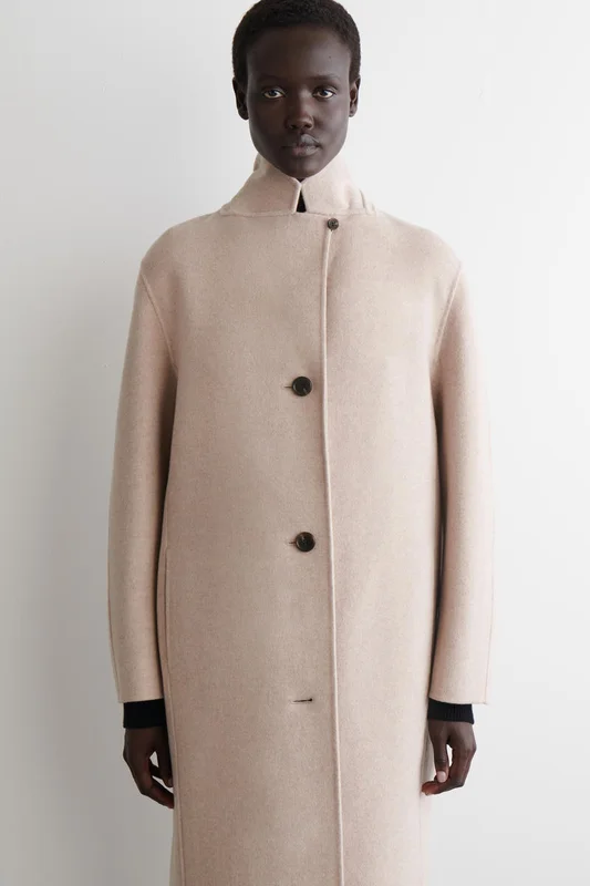 COS Women's Abrigo Largo De Lana De Doble Faz in Beige