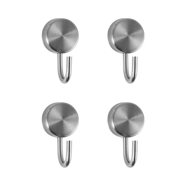 4 Stainless Steel Non-Perforated Magnetic Hooks, Magnetic Suction Cup Hooks for Kitchen Shelves, Suction Cup Wall Hooks, Magnetic Hooks