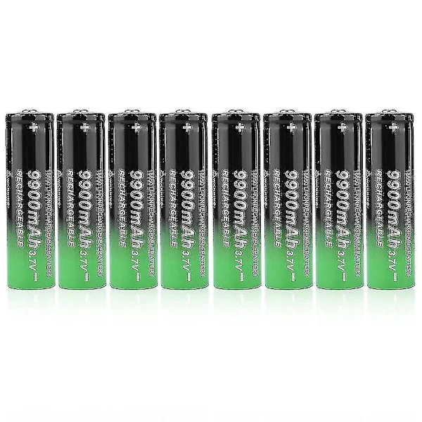 8 stk 18650 9900 mAh oppladbart batteri Mini Bærbar Stor kapasitet Svart+Grønn