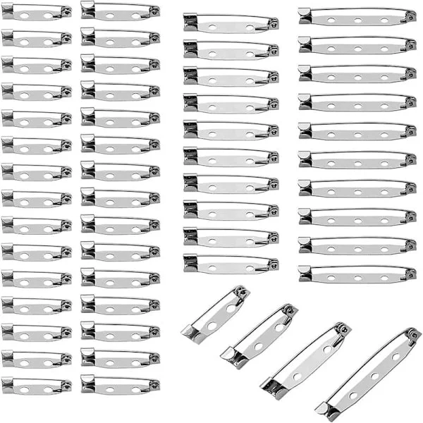 50 Pieces Brooch Pins, Brooch Pin Backs Silver Tone, Safety Pins for Crafts, Sewing Clothes, Name Tags