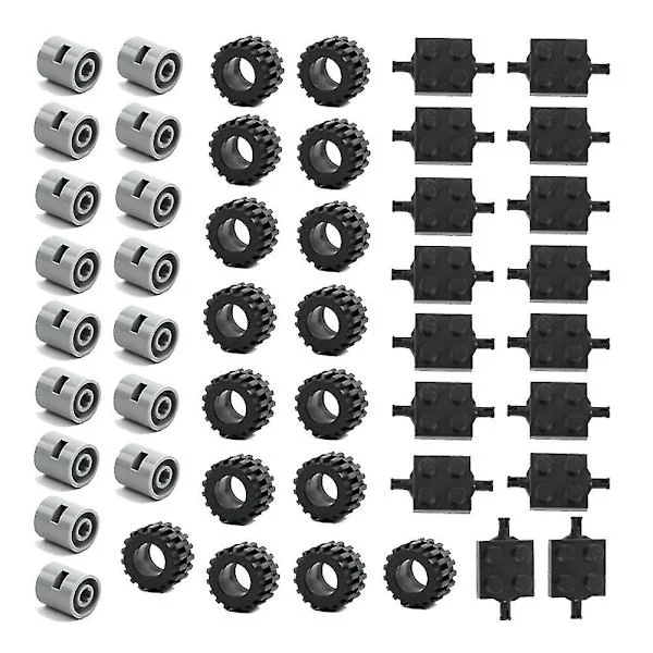 48 stk Mini Hjulaksler Pakke Blokker Biltilbehør Dekk Nav Klassiske Klumper Barn Diy Leker Klumper-A