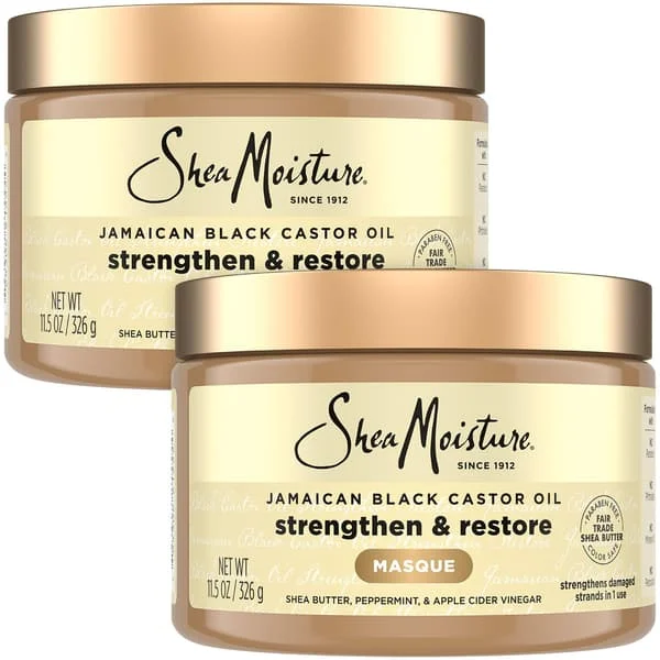 Hårmask 2-pack – Jamaican Black Castor Oil Stärk & Återställ Mask för att reparera torrt, skadat hår, 355 ml vardera