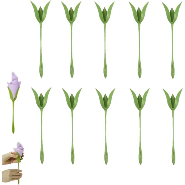 Rosett servetthållare Handgjorda blomservettringar Set Origami Blomverktyg Handgjord servetthållare Bordsdekorationer för bröllopsluncher (10 st)