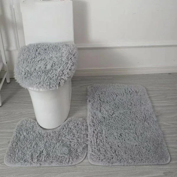 Kylpyhuonemattosarja, WC-matto Sarja Liukumaton Orb-matto, Kylpyhuonematto + WC-muotimatto + WC-kannen suojus (harmaa)