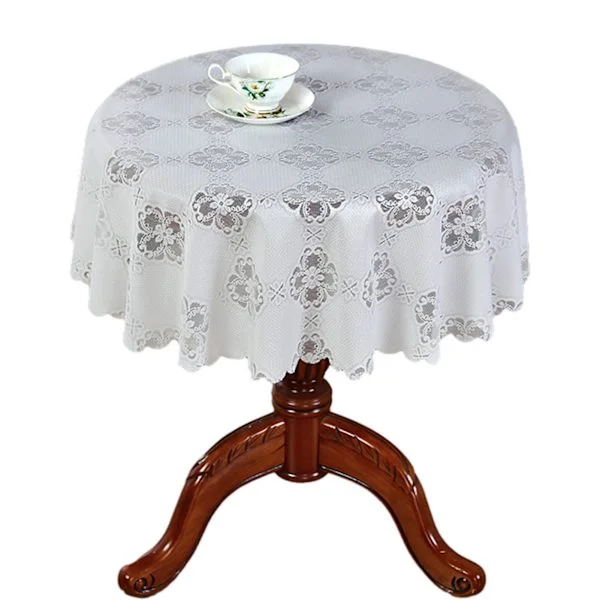 Hvid rund blonde dug elegant borddekoration til studie hjem Hibiscus Hibiscus-FX- Hibiscus rund diameter 150cm