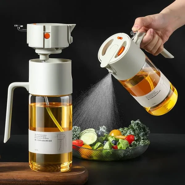 2-i-1 oljespruta för matolja, 550 ml glasflaska för olivolja, oljespruta för matlagning, sallad, airfryer och grill