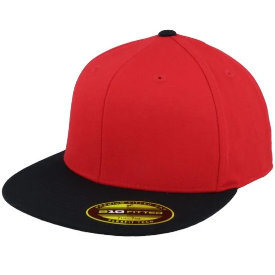 Flexfit - Premium 210 2-Tone Red/Black Fitted Fitted Red Cap - @ Hatstore