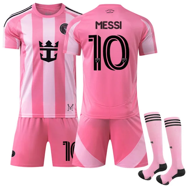 Inter Miami Messi #10 2025/2026 Koti Lyhythihainen Lasten Jalkapallopaita Shortsien Sukat Setti Nuorten Lasten Koot Jalkapallovarustus