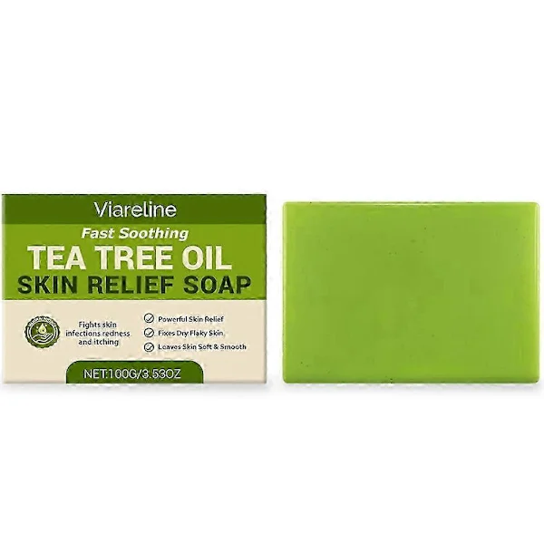 Tea Tree Soap Antifungal Antibacterial Treatment for Face and Body Acne, Athlete's Foot, Tinea, Folliculitis Ringworm Jock Itch 25-26s (1 pc)
