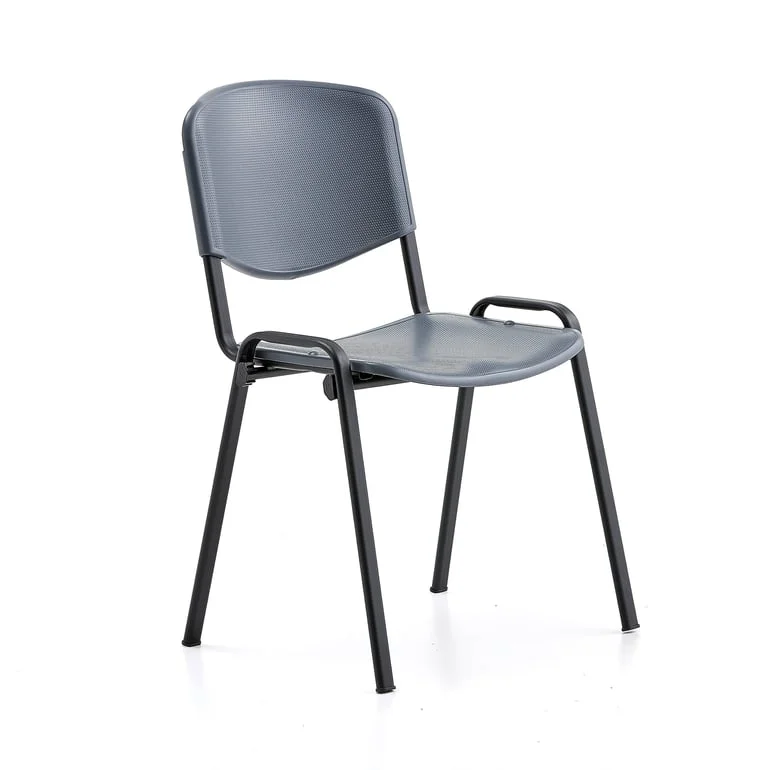 Konferencestol NELSON, plastiksæde, sort, mørkegrå