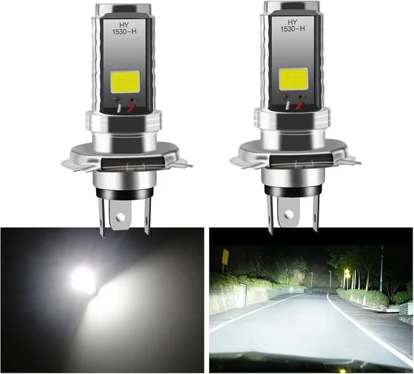 2 ST H4 LED-lampa, 12V motorcykel/bilstrålkastare, 12W COB-lampor Strålkastare LED-lampa för helljus/halvljus