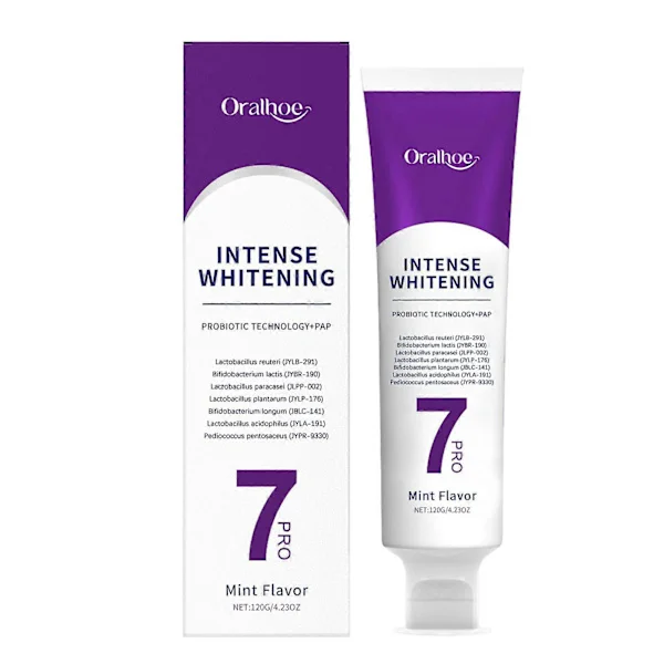 7 Pro Intenses Whitening Tannkrem 7-Pro Intensives Tannkrem Probiotika Hvitgjørende Tannkrem med 7 Probiotika for Dyp Rengjøring