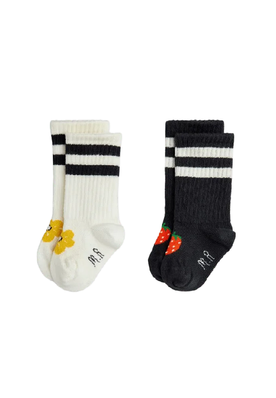Mini Rodini Strawberry 2-Pack Baby Strumpor & strumpbyxor Unisex Flerfärgad 10/12