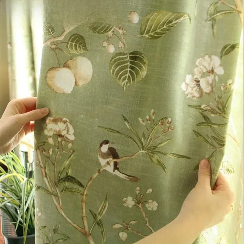 AliExpress - Amerikanischen Rustikalen Vorhang Für Wohnzimmer Vogel Vorhang Fenster Schlafzimmer Grün Vorhänge Tüll Sheer Stoff Küche Behandlung X-