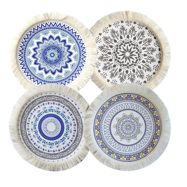 Bordsunderlägg 4 st Vävda Boho Mandala Bordsunderlägg