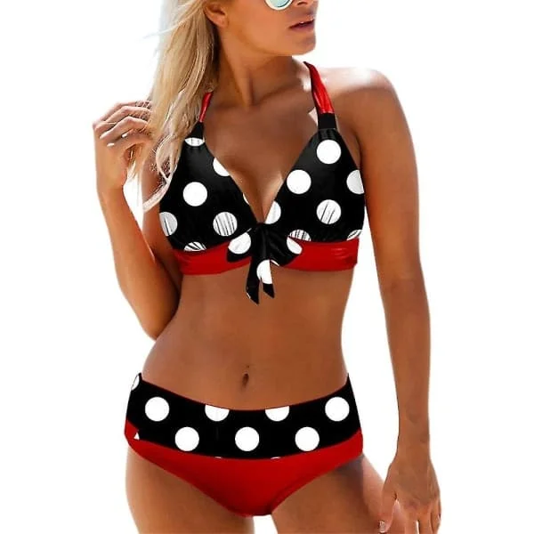 Dame Bikini Sæt Rygløs BH Top Trusser Badedragt Sommerferie Strandtøj Todelt Badedragt Rød L
